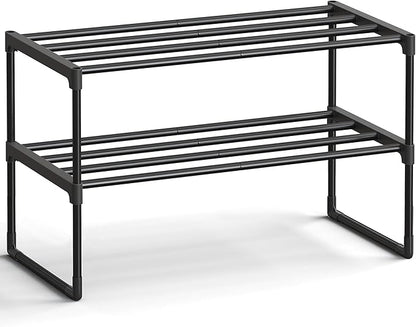 SONGMICS Shoe Rack, 2-Tier Shoe Organizer, Metal Storage Shelf, Upright or by Unknown