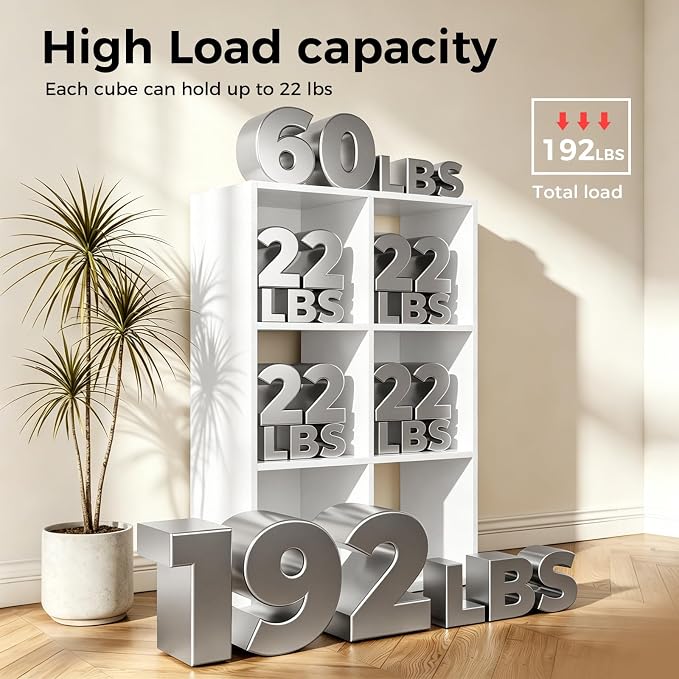 LUCKLIFE 6-Cube Storage Organizer, Stackable Modular Bookcase Shelf - Image 4