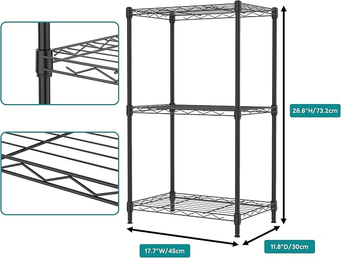 IZEUK 3 Tier Metal Wire Shelving Rack Storage Shelves - Image 3