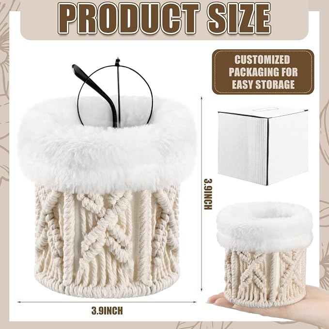 Geelin 2 Pcs Glasses Holder for Nightstand Eyeglass Stand Boho Fuzzy Decor for - Image 2