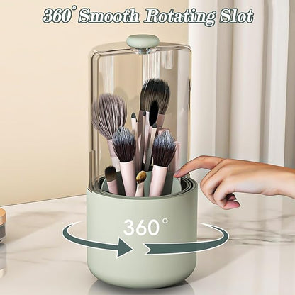 Makeup Brush Holder with Dustproof Cover, Sage Green - Image 3