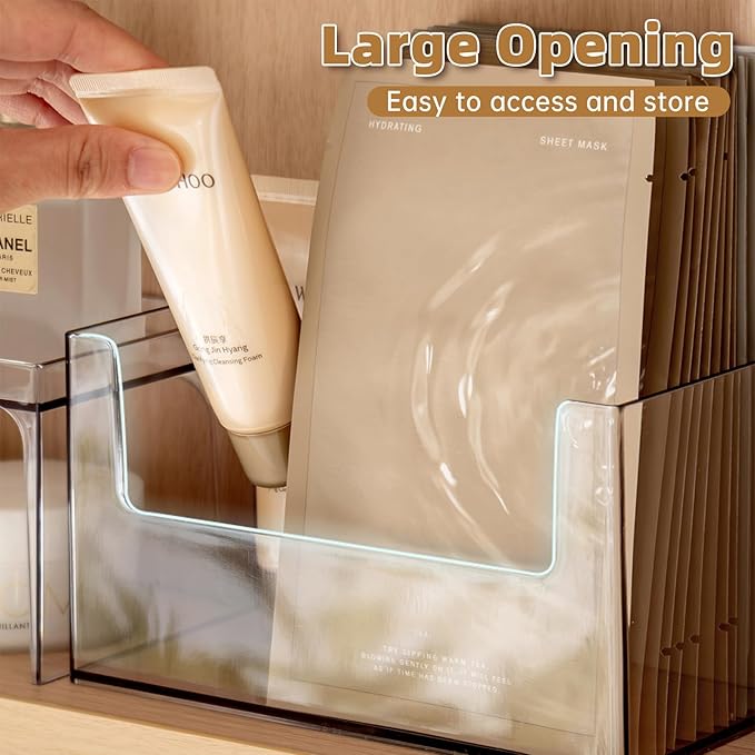 PAVSTINE 2 Pack Clear Medicine Cabinet Organizer, Slim Open Face Mask Storage - Image 3