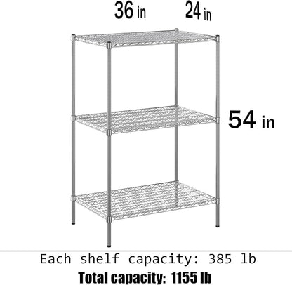 24" Deep x 36" Wide x 54" Height Wire Shelving Kit | 3-Tier | NSF Commercial - Image 3