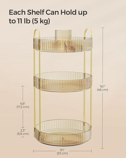 SONGMICS Makeup Organizer, 3-Tier Round Rotating Skincare Organizer Countertop - Image 6
