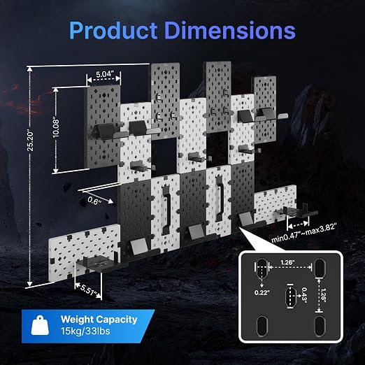 PEGZONE Controller and Headphone Holder Wall Mount, Modular Gaming Pegboard - Image 8