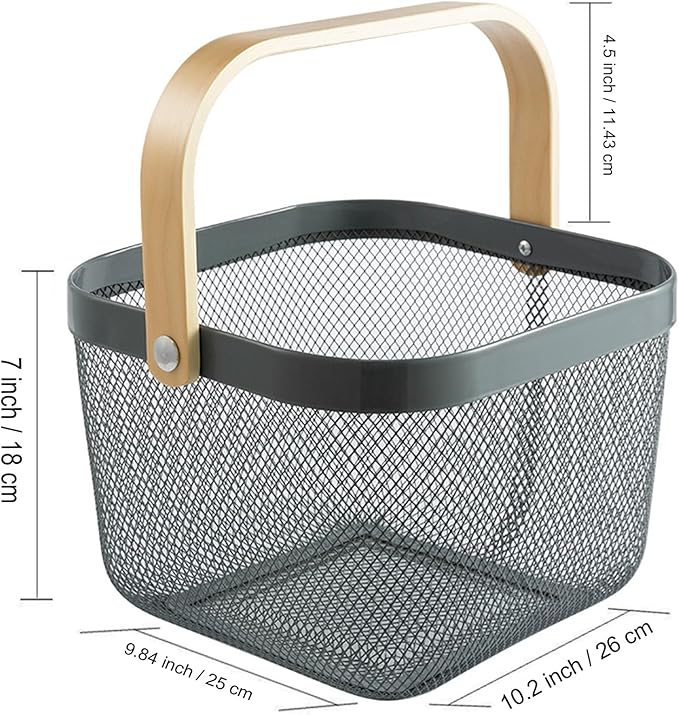 AJIODA Metal Mesh Steel Basket, Storage Organizer Basket Multi-functional - Image 2