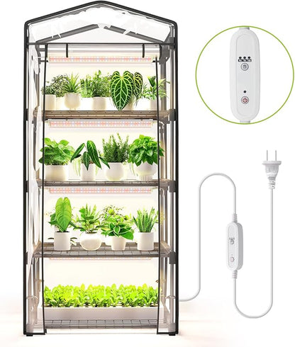 Indoor Greenhouse with Grow Light, 4 Tier, 1.6FT 80W Full Spectrum Grow Light by SpeePlant