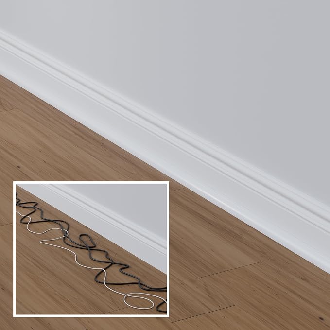 D-Line 30ft White Corner Cable Concealer Multipack, Floor Wire Hider, Quarter - Image 4