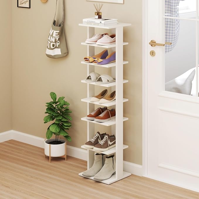 Tangkula 8-Tier Vertical Shoe Rack, Space-Saving Corner Shoe Organizer - Image 8