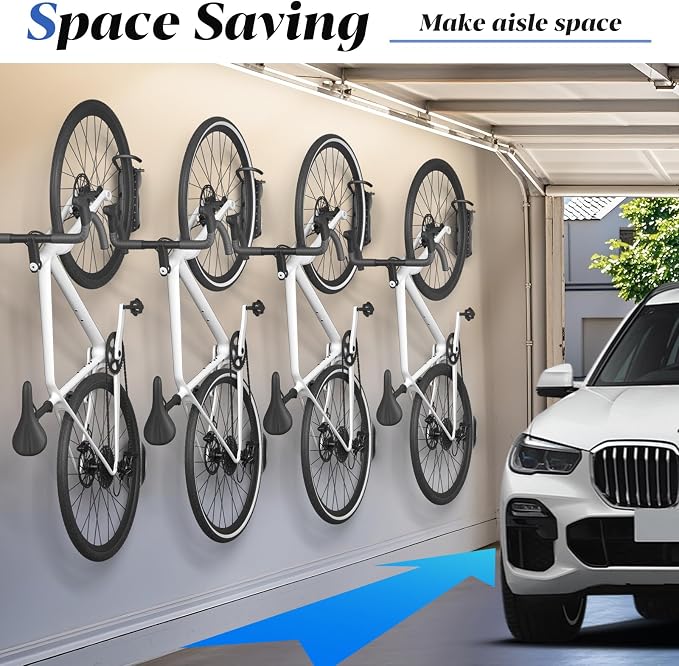 Goovilla Swivel Bike Wall Mount 4 Pack, Space Saving Bike Hangers - Image 2