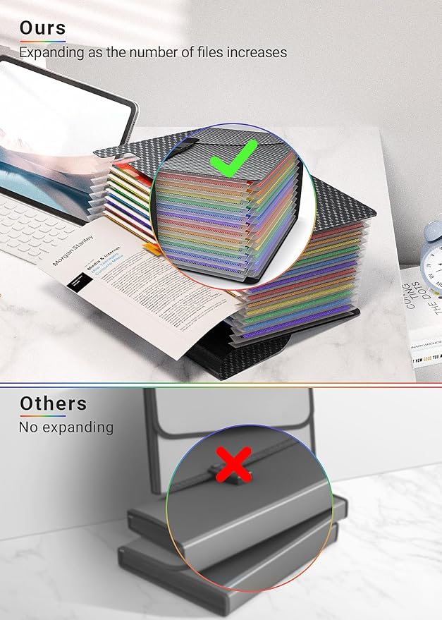 Expanding File Folders with Handle, Accordion File Organizer 13 Expandable - Image 6