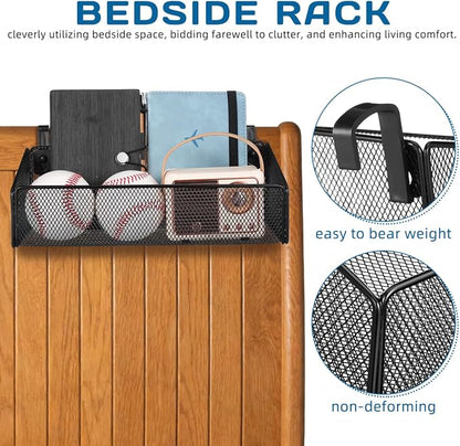 Luxshiny Bedside Hanging Storage Basket, Beside Shelf Metal Organizer Rack - Image 8
