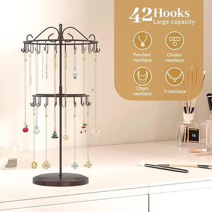 MODOWEY Rotating Necklace Holder Organizer Display Stand - Image 2