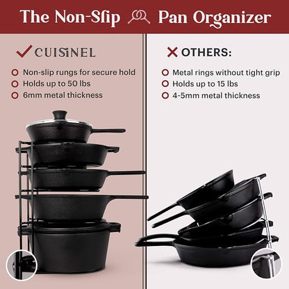 Pan Organizer - 2-PACK of Silicone-Coated Non-Slip 15" Heavy Duty Skillet Rack - Image 3