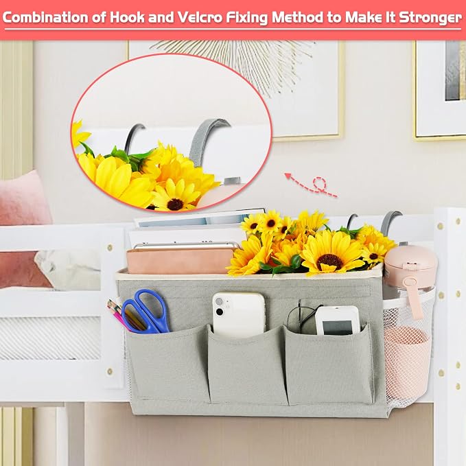 Loghot Bedside Caddy/Bedside Storage Bag Hanging Organizer - Image 3