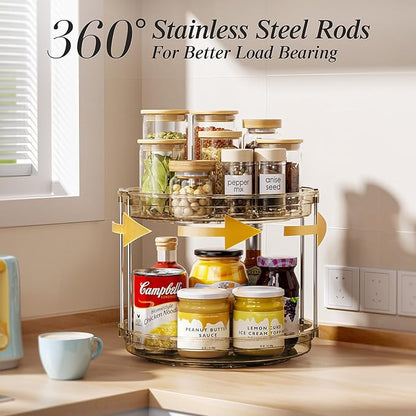 LAMU 2 Pack 2 Tier Lazy Susan Turntable Organizer 10.6'' Rotating Spice Rack - Image 3