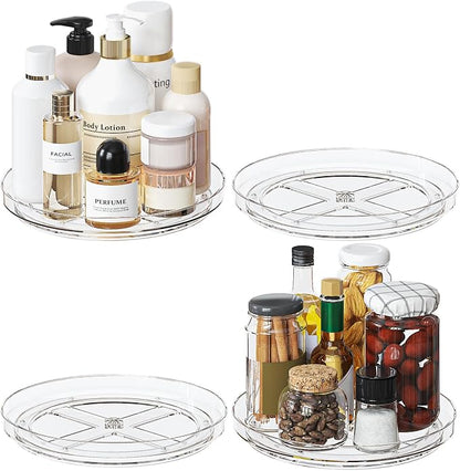 4 Pack 9 Inch Clear Lazy Susan Turntable Organizer, Non-Skid Rotating Tray by Lulltou