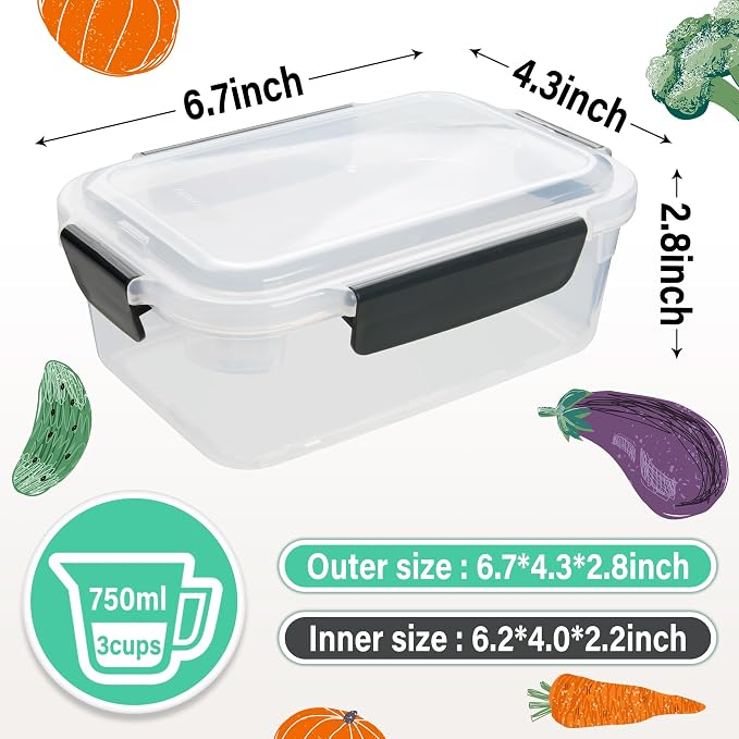 YORY 3 cup Plastic Food Storage Containers - Image 6