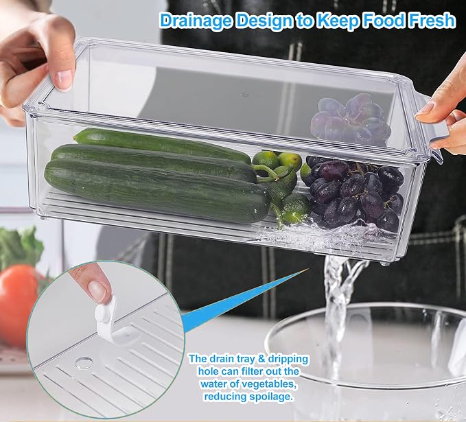 14-Pack Clear Fridge Organizer Bins - Image 6