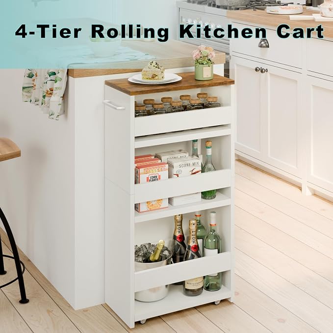 MARTY Rolling Storage Cart 7.9" W, 4-Tier Kitchen Cart - Image 6