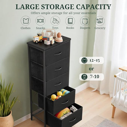 5 Drawers Dresser for Bedroom Fabric Storage Tower - Image 5