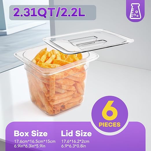 VOISEN 6 Pack Plastic Food Pan - Image 3