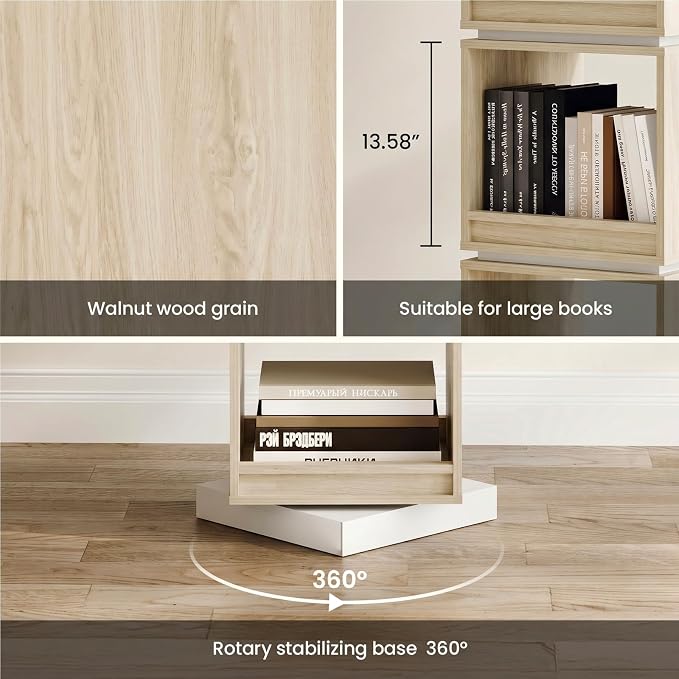 ModernMate 4-Tier Rotating Bookshelf Tower, 360° Spinning Wood Narrow Tall Book - Image 5