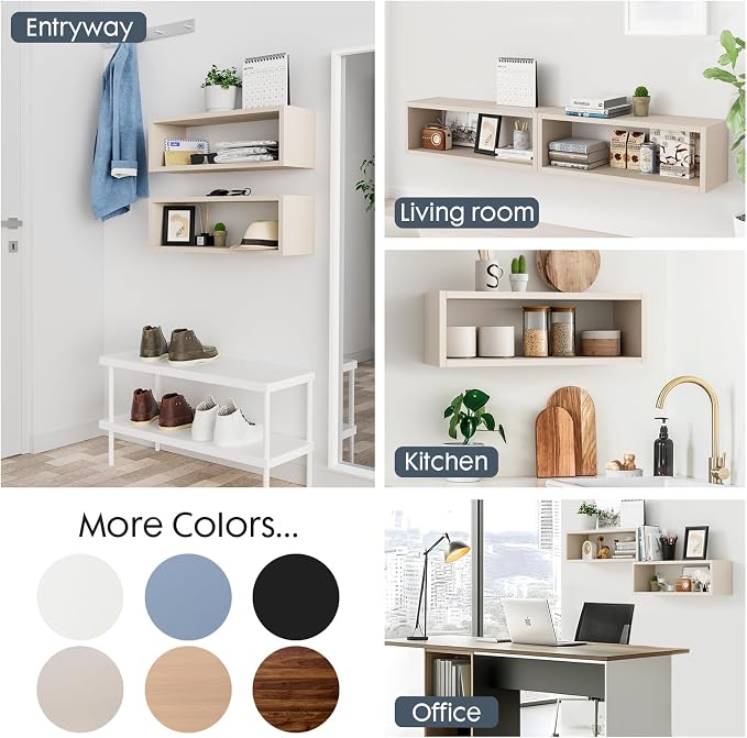 24in Floating Cube Shelves Set of 2, Display Shelves Wall Mount, Decorative - Image 5