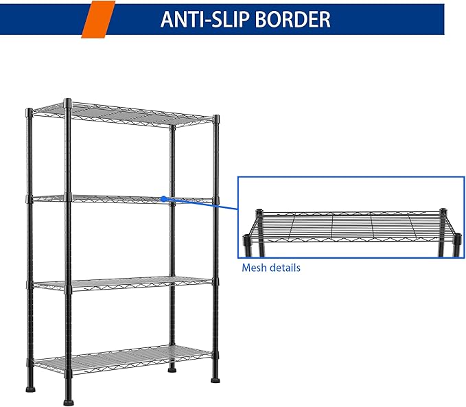 REGILLER 4-Wire Shelving Metal Storage Rack Adjustable Shelves, Standing - Image 7