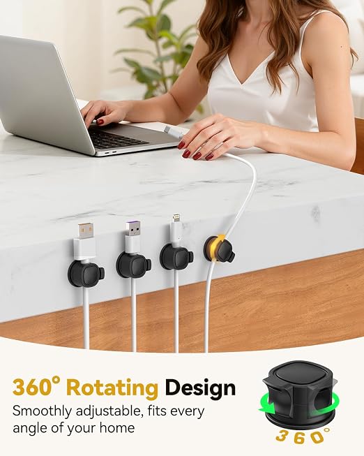 8Pack Rotatable Cord Organizer, INCHOR Cable Organizer, Spring Cable Clips - Image 2
