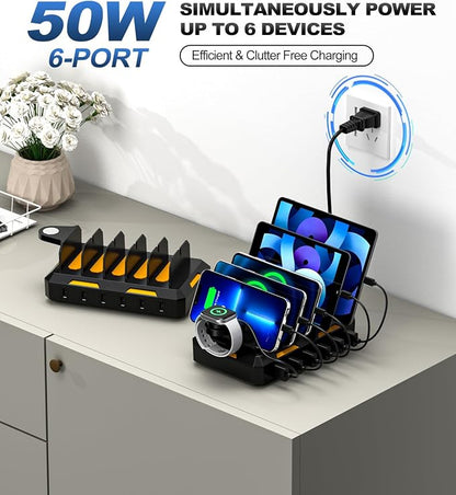 Charging Station for Multiple Devices, Honcila 6 in 1 Multi Charger Station - Image 2