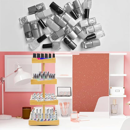 ZAVOOS Nail Polish Organizer, 4 Tier Bamboo Stand Essential Oil Display Rack - Image 5