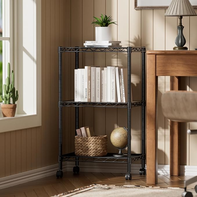 SINGAYE 3 Small Shelves Storage Shelf Wire Shelving Unit Metal Shelf Adjustable - Image 2
