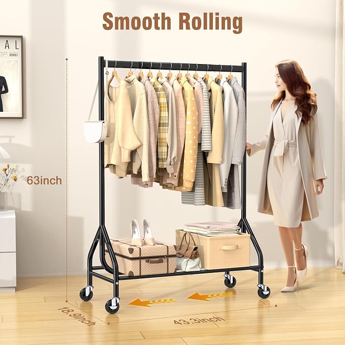 EAGMAK Heavy Duty Clothes Rack Load 420 LBS, Rolling Garment Rack - Image 5