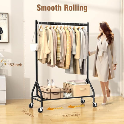 EAGMAK Heavy Duty Clothes Rack Load 420 LBS, Rolling Garment Rack - Image 5