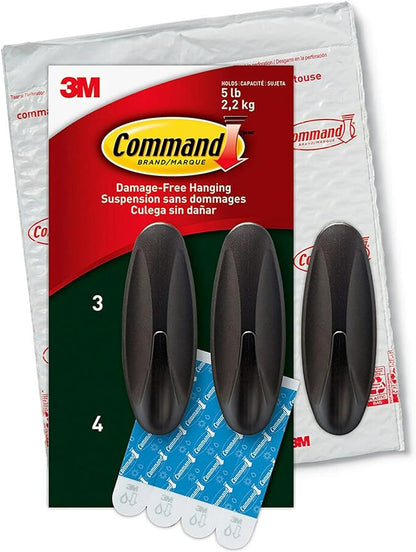Command Outdoor Large Bronze Hooks, Holds up to 5 lb, 3 Hooks and 4 Command by Command