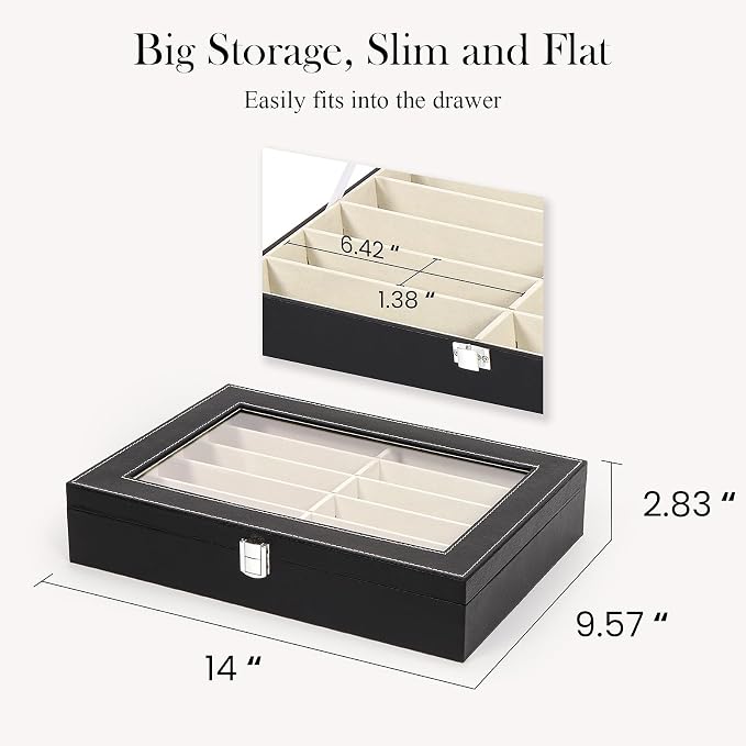 Sunglasses Organizer Case with Adjustable Slots, Eyeglasses Display with Lid - Image 6