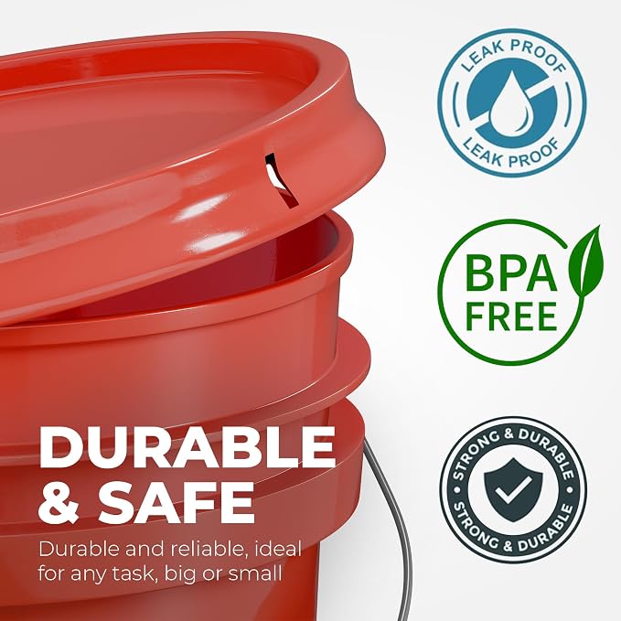 EconoHome 5-Gallon Red Bucket Pail Container - Image 5