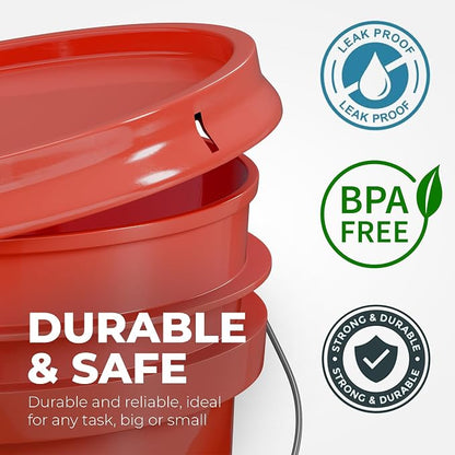 EconoHome 5-Gallon Red Bucket Pail Container - Image 5