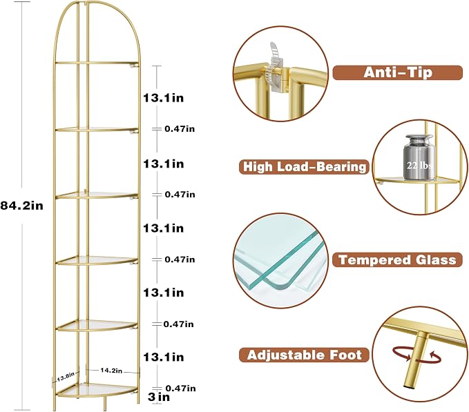 Crofy Foldable 6 Tier Corner Shelf, Metal Corner Plant Stand - Image 3