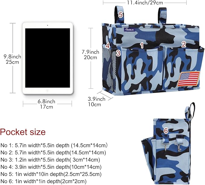 Surblue Bedside Caddy Hanging Bed Organizer Storage Bag Pocket - Image 5