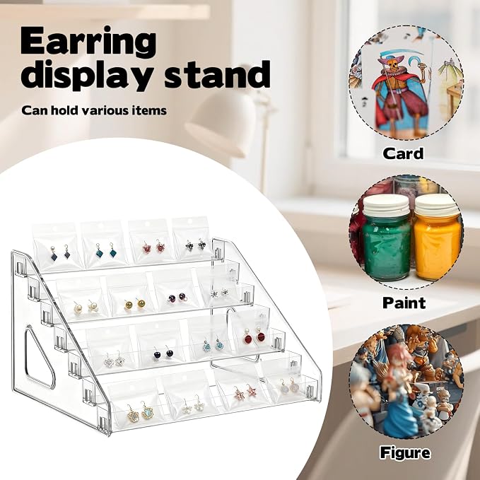 2 Pack 7 Tier Earring Display Stand Acrylic Earring Holder Organizer Holds 4 - Image 4