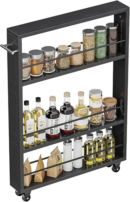 KLM Rolling Storage Cart 4-Tier Black Kitchen Cart - Image 4