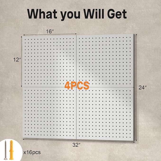 Pegboard, Metal PegBoard Panels, Steel Wall Pegboard, Metal Peg Board Wall - Image 2