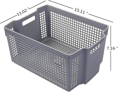 Large Plastic Stacking Storage Baskets - Image 2