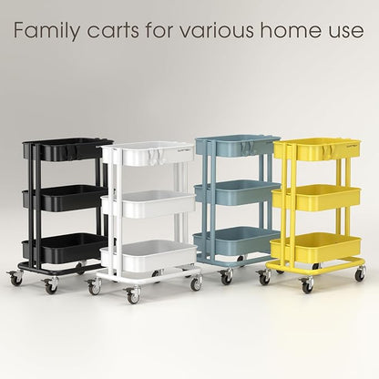 3 Tier Rolling Cart Metal Utility Cart - Image 9