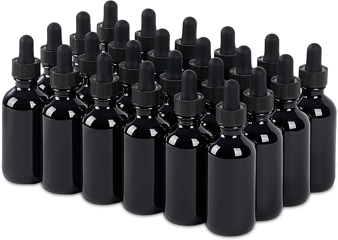 24 Pcs, 2oz Glass Dropper Bottle, Leakproof Tincture Bottles by SprayDroplet