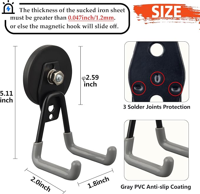 ULIBERMAGNET Heavy Duty Magnetic Hooks, Strong Large Magnet Hooks - Image 2