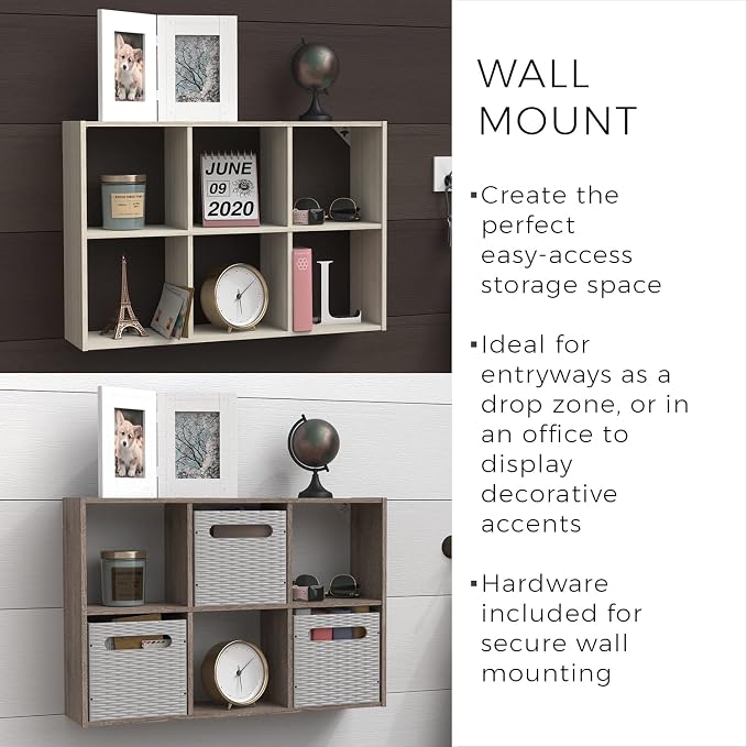 ClosetMaid Mini 6-Cube Desktop or Wall Mount Organizer, Weathered Teak - Image 4
