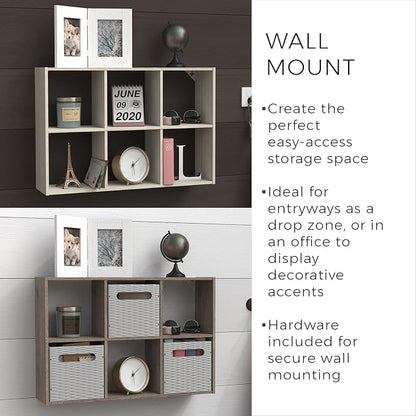 ClosetMaid Mini 6-Cube Desktop or Wall Mount Organizer, Weathered Teak - Image 4
